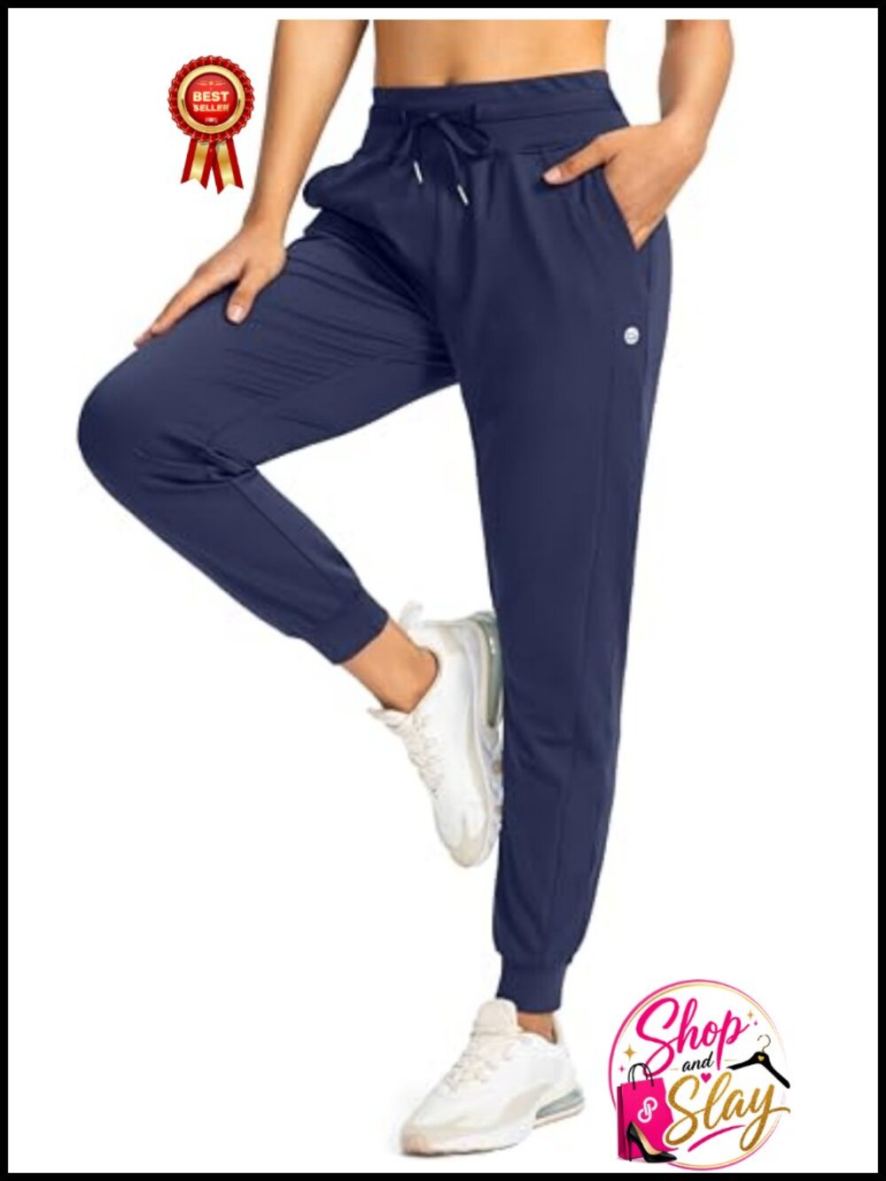 High Waisted Joggers Zipper Pockets Tapered Athletic Track Pants